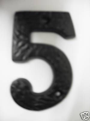 Antique Black Cast Iron Door Number 5 five Numeral
