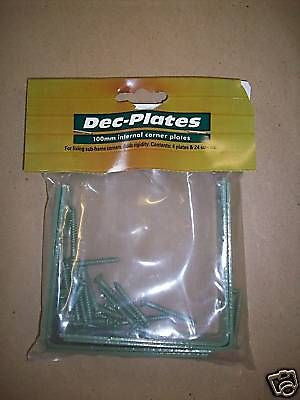 Dec-Plates 100mm internal corner brackets, pk 4 plates