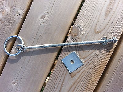 250mm 10'' Manger Ring on Eye Bolt ZINC dog animal tether bondage rope tie horse