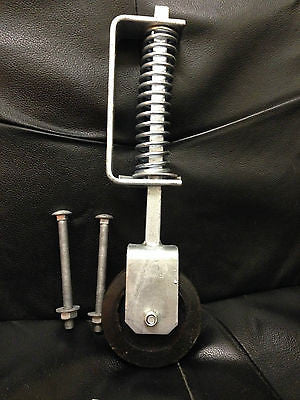 Heavy duty spring loaded gate jockey wheel galvanised 100mm dia.