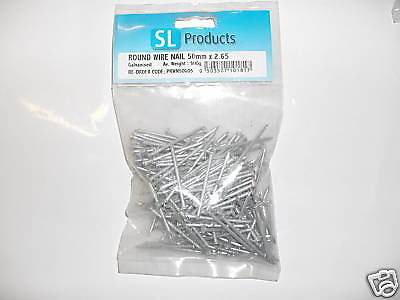 1 kg x 50mm x 2.65mm galvanised round wire head nails