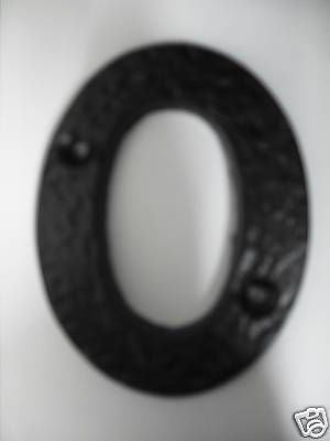 Antique Black Cast Iron Door Number 0 zero Numeral