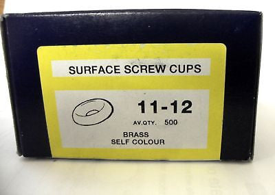 Qty 500 x BRASS SURFACE SCREW CUPS SIZE 11 - 12