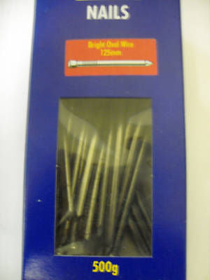 500g box of 125mm / 5" Bright Oval Wire Nails