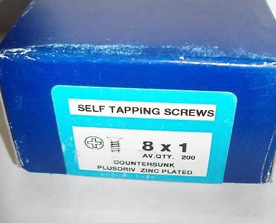 Qty 200  8 x 1 CSK plusdrive Zinc Self Tapping Screws