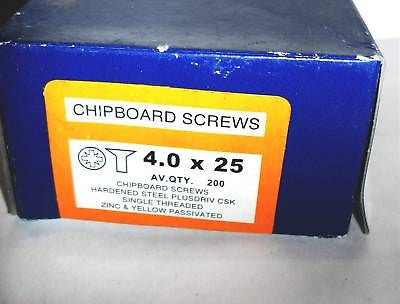 Qty 200  4 x 25 CSK Plusdriv Steel Chipboard Screws