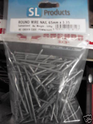 500gms x 65mm x 3.35mm galvanised round wire head nails