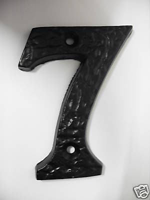 Antique Black Cast Iron Door Number 7 seven Numeral