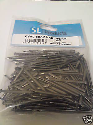 500 gms x 50mm Bright Oval Brad Nails