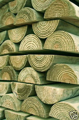 1.8m Long Half Round Rails 100mm / 4" Dia. Treated