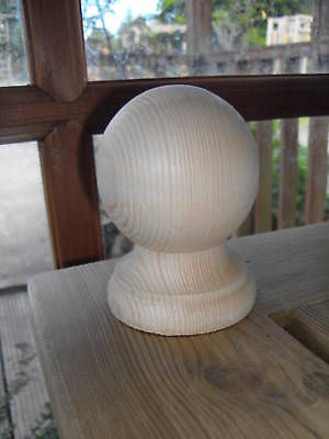 Untreated Wooden Ball Finial for 4ins posts