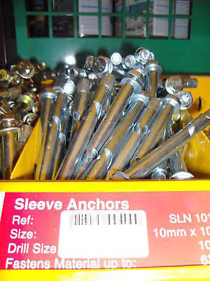 One 10mm x 100mm Sleeve Anchor concrete bolts fixings