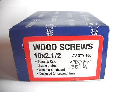 100 x 10 x 2 1/2 "  Hard Zinc CSK pozi wood screws