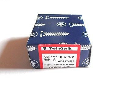 200 x 6 x 1/2"  Hard Zinc CSK pozi wood screws