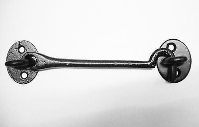 6" straight cabin cast iron hook and eye black