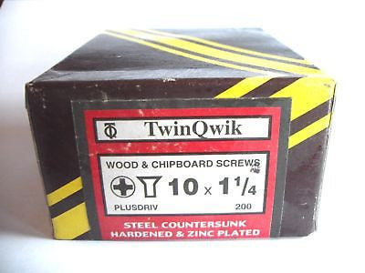 200 x 10 x 1 1/4 "  Hard Zinc CSK pozi wood screws