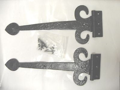 Antique olde worlde 15" leaf design tee hinges black