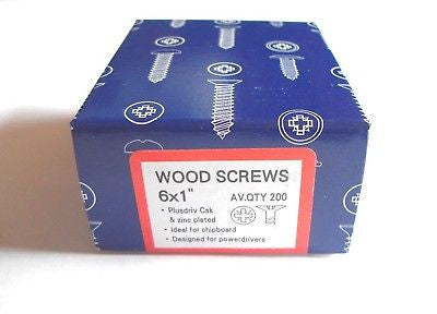 200 x 6 x 1  Hard Zinc CSK pozi wood screws