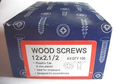 100 x 12 x 2 1/2 "  Hardened Zinc CSK pozi wood screws