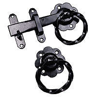 Black 6" Ring Latch Antique Twist look gate/ door latch