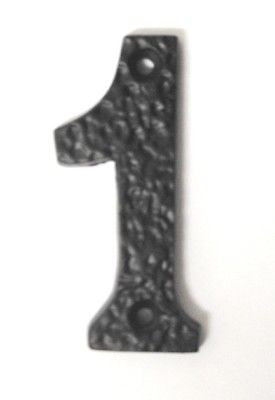 Antique Black Cast Iron Door Number 1 one Numeral