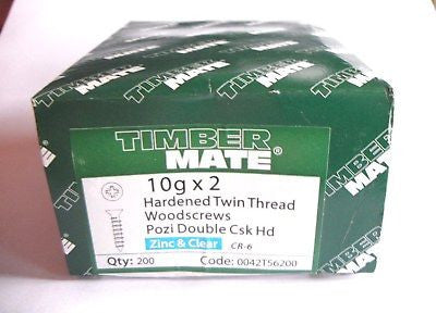 200 x 10 x 2 "  Hard Zinc CSK pozi wood screws