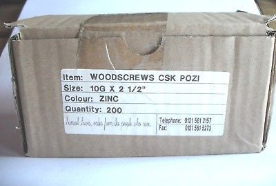 200 x 10 x 2 1/2 "  Hard Zinc CSK pozi wood screws