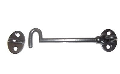 4" straight cabin cast iron hook and eye black