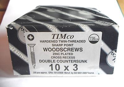 200 x 10 x 3"  Hard Zinc CSK pozi wood screws