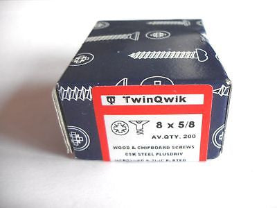 200 x 8 x   5/8"  Hard Zinc CSK pozi wood screws