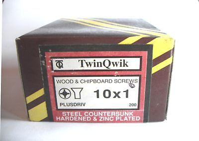 200 x 10 x 1 "  Hard Zinc CSK pozi wood screws