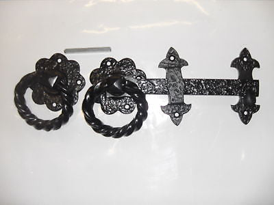Black Antique look Heavy Ring Latch 8" Bar 4" dia Ring
