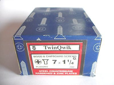 200 x 7 x 1  1/4"  Hard Zinc CSK pozi wood screws