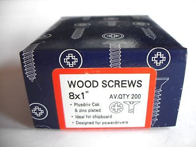 200 x 8 x   1"  Hard Zinc CSK pozi wood screws
