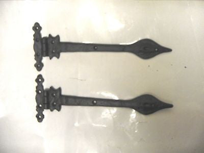 Antique olde worlde 9" leaf design tee hinges black