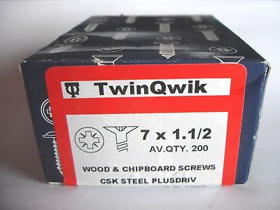 200 x 7 x 1  1/2"  Hard Zinc CSK pozi wood screws