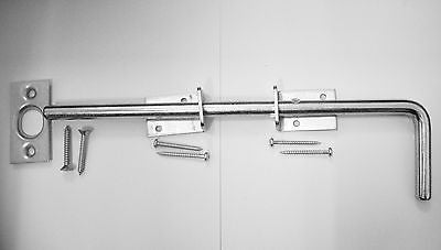 Light duty Galvanised 12" Cane bolt for doors and gates fittings included