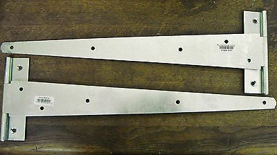 one pair of 18" medium tee T hinge BZP bright zinc plated gates doors shed