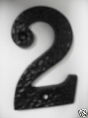 Antique Black Cast Iron Door Number 2 two Numeral