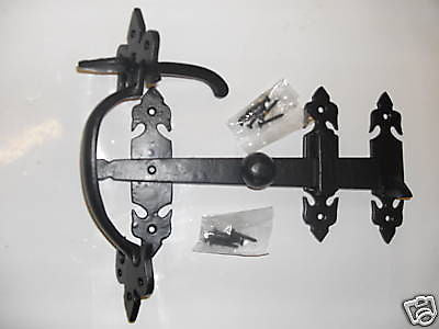 Antique 9" Fleur de lys olde suffolk thumb latch black