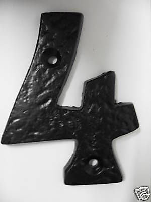 Antique Black Cast Iron Door Number 4 four Numeral