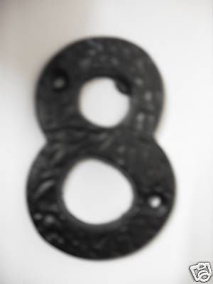 Antique Black Cast Iron Door Number 8 eight Numeral