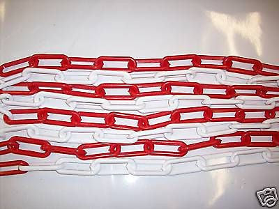 Per Metre polythene plastic red white chain 6mm x 42mm